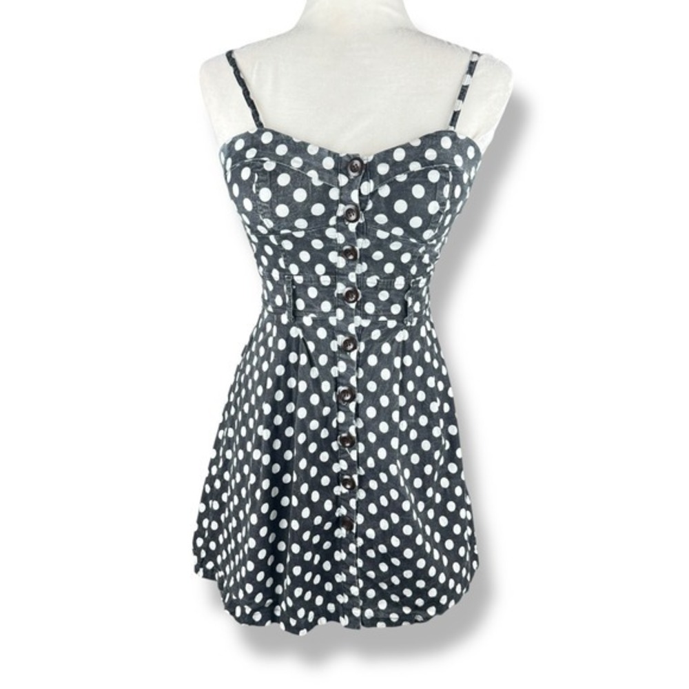 Deb Y2K Fit & Flare Party Dress Size Medium Polka Dot Pin Up Retro Vintage Twee